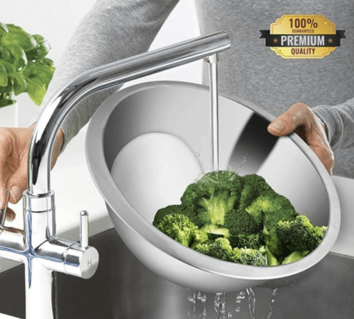 Shri and Sam Stainless Steel Perforated Strainer Bowl, Silver 18 Cm
